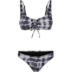 Maillot De Bain 2 Pièces Motif/style Tiedye Femme (Noir / Blanc)
