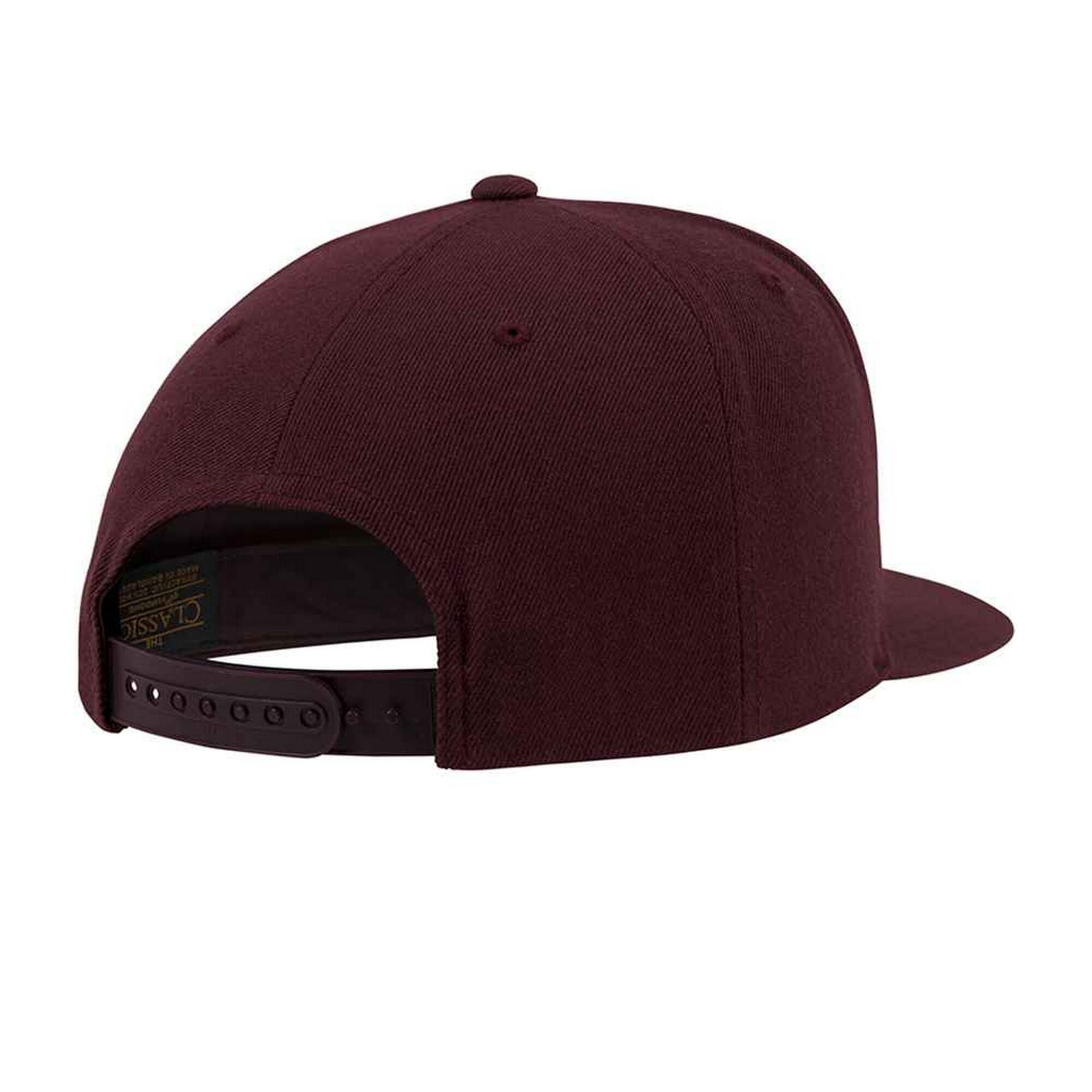 Mens Classic Snapback Cap (Maroon/Maroon) 2/3