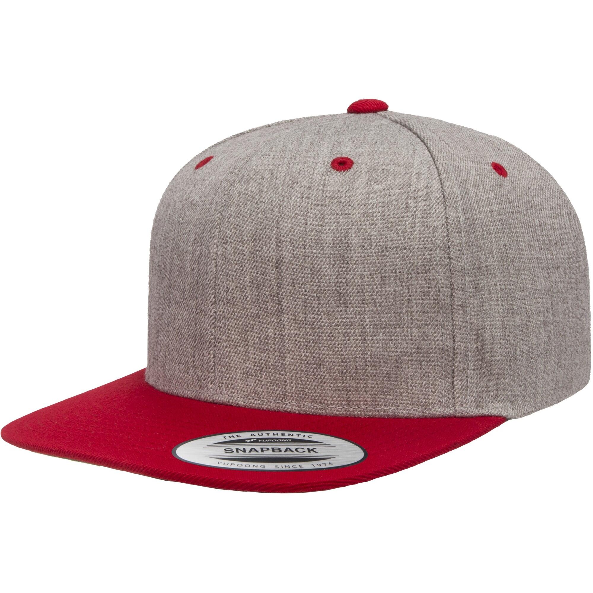 FLEXFIT Unisex Two Tone Classic Snapback Cap (Heather Grey/Maroon)