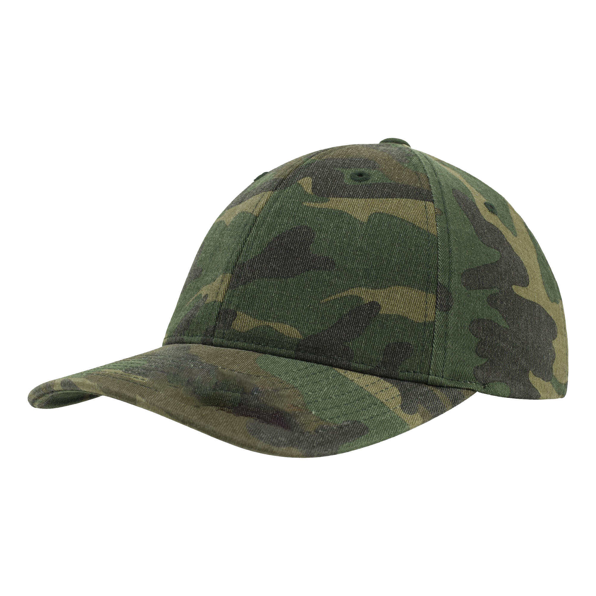 Garment Washed Camo Baseball Cap (Pack of 2) (Green Camo) 1/4