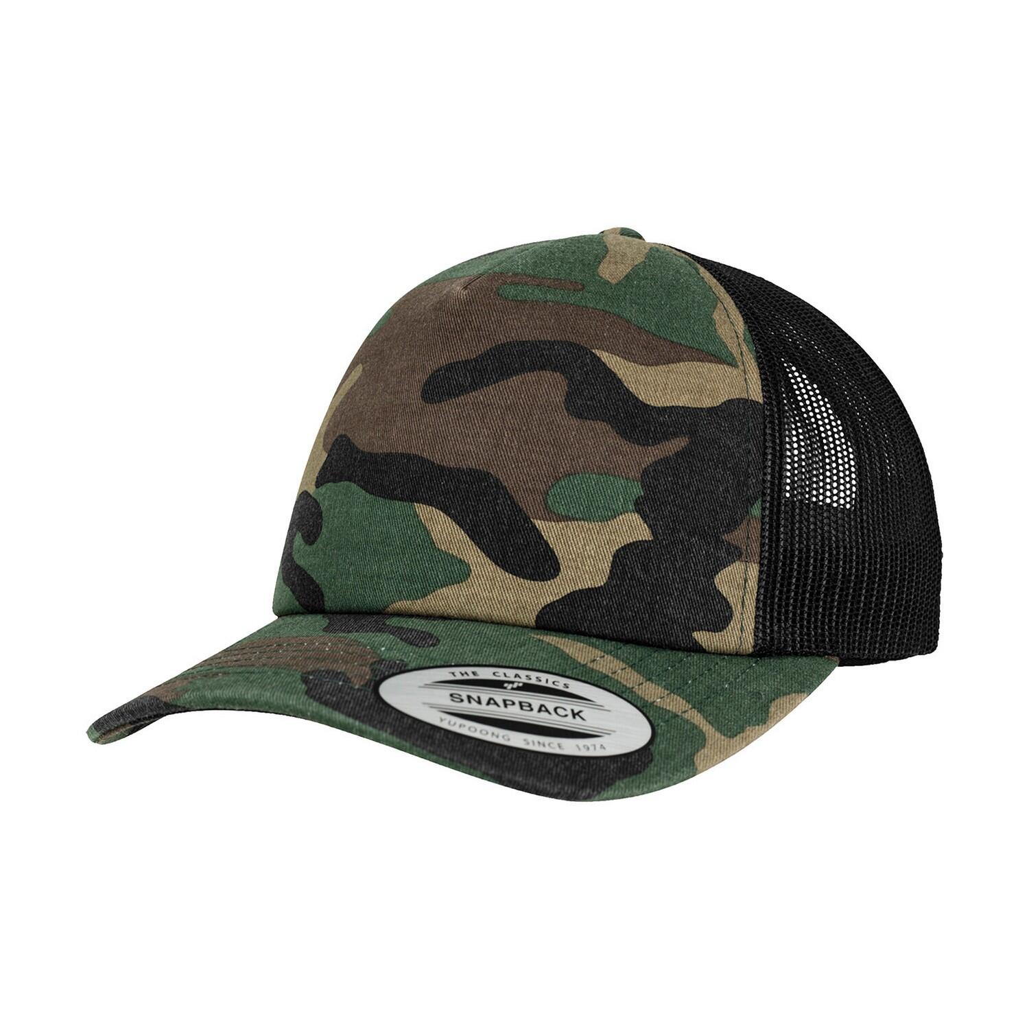 FLEXFIT Camo Trucker Cap (Wood Camo/Black)