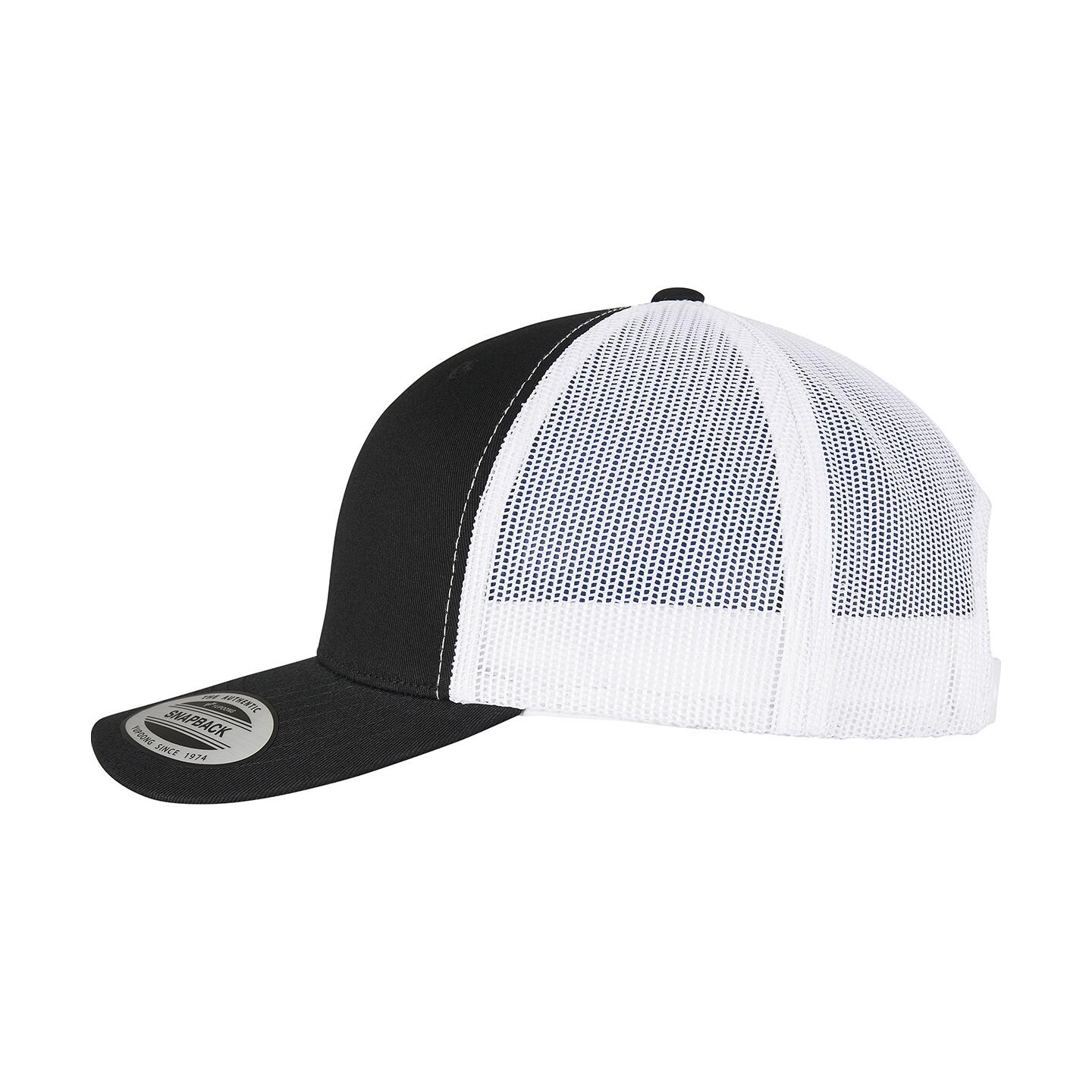 Unisex Adult Classics Recycled Two Tone Trucker Cap (Black/White) 3/4