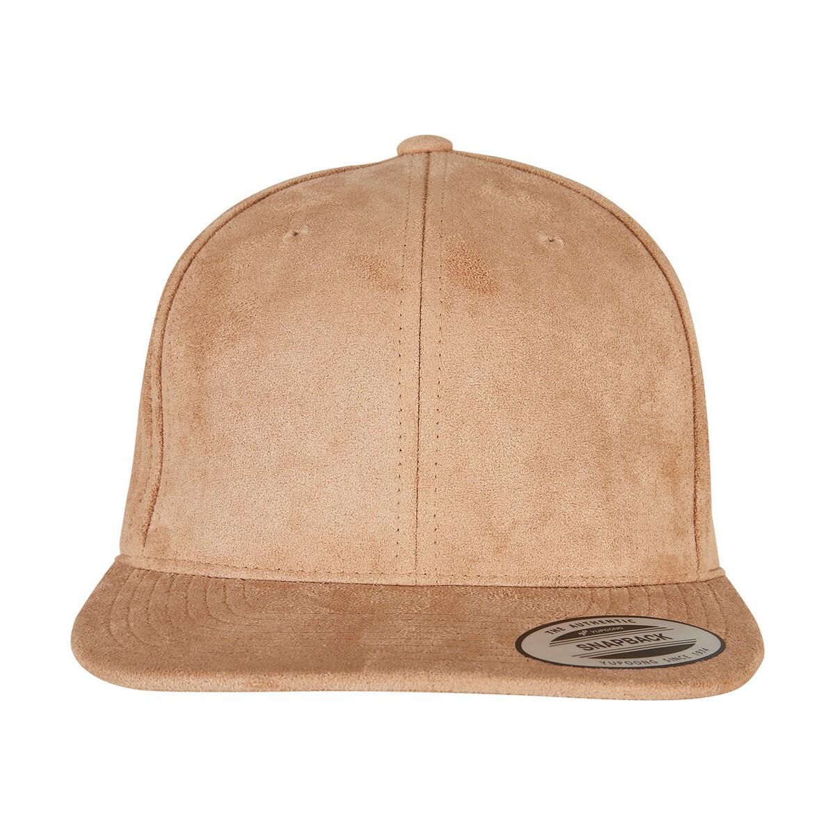 Unisex Adult Faux Suede Snapback Cap (Khaki) 4/4