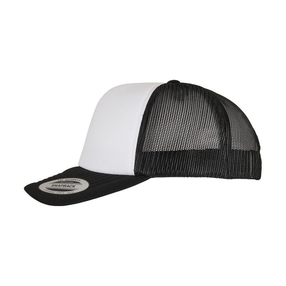 Cappellino Da Camionista Ricurvo Adulto Unisex Flexfit Classic Nero Bianco 3/4