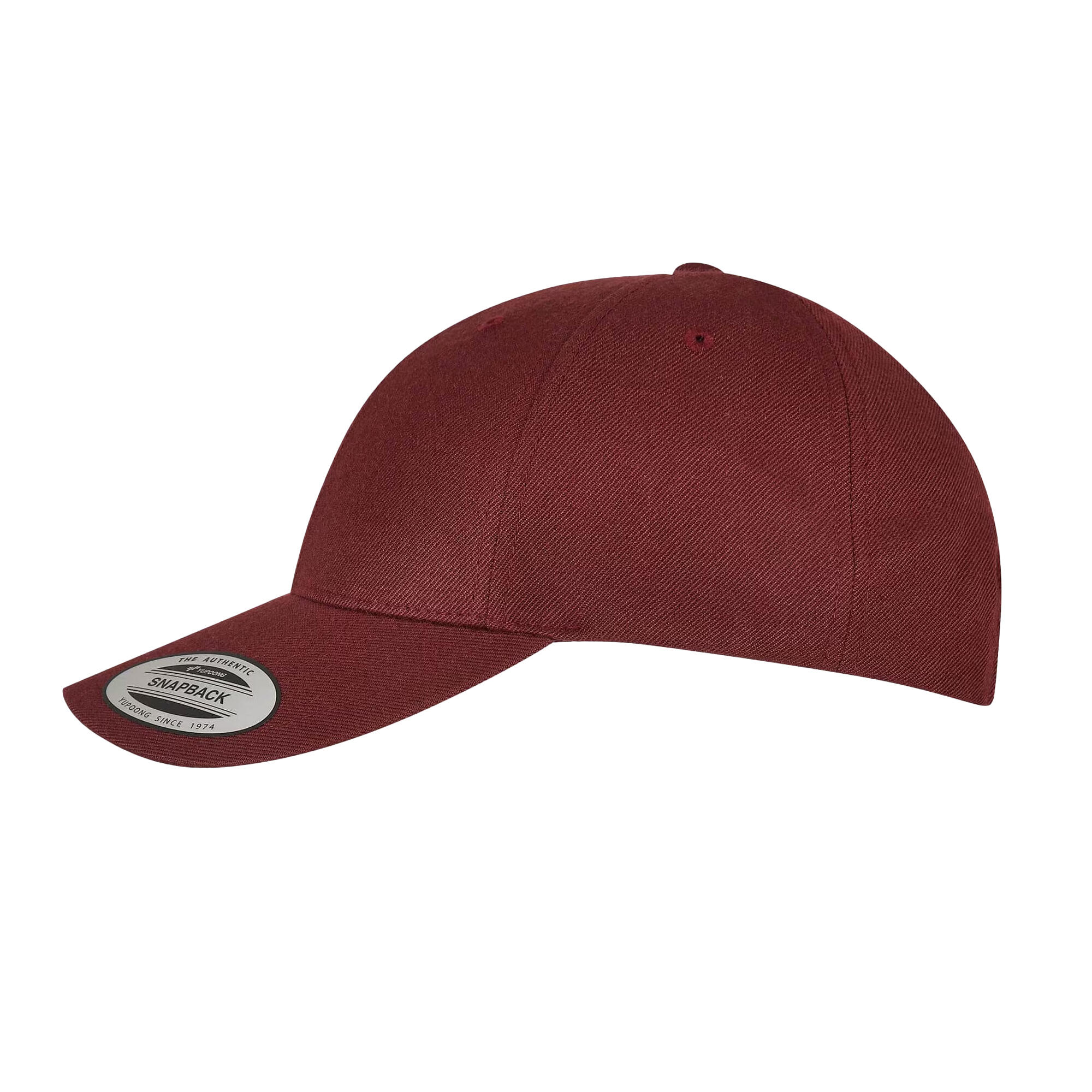 Unisex Adult Premium Snapback Cap (Maroon) 3/4