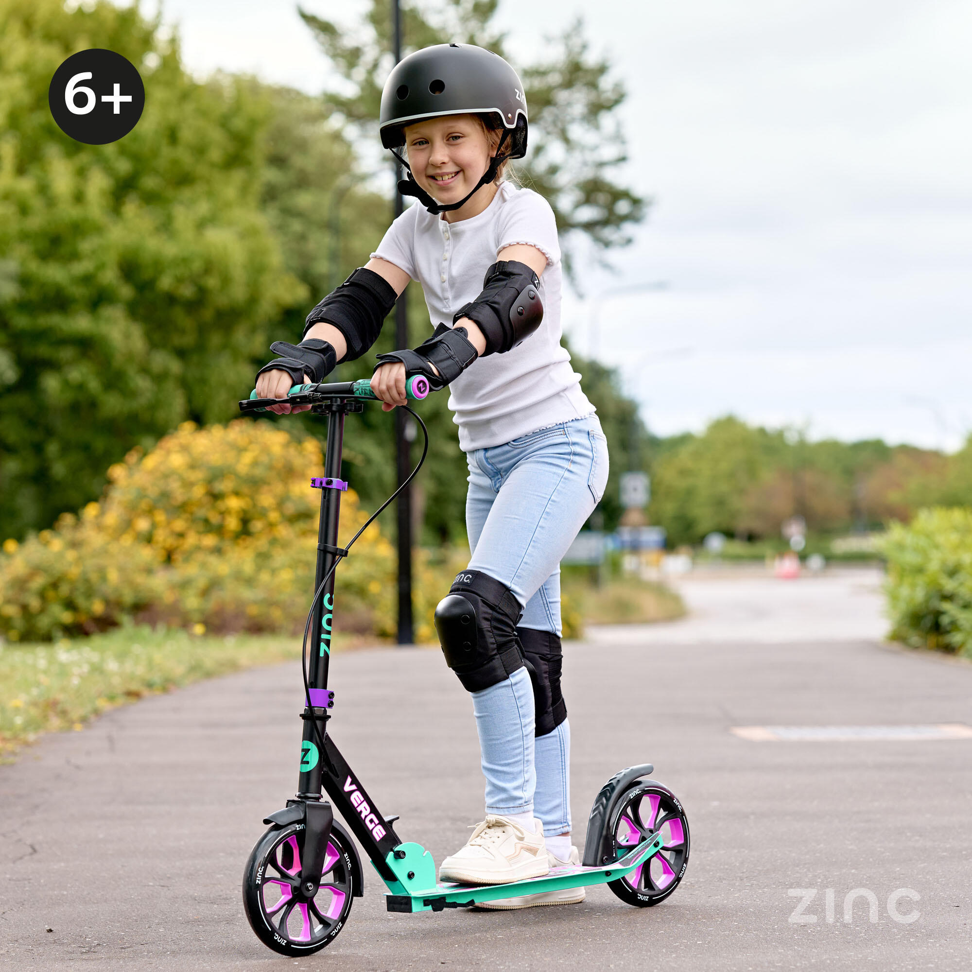 Zinc Verge Pro Commuter Scooter - Black & Green | Decathlon
