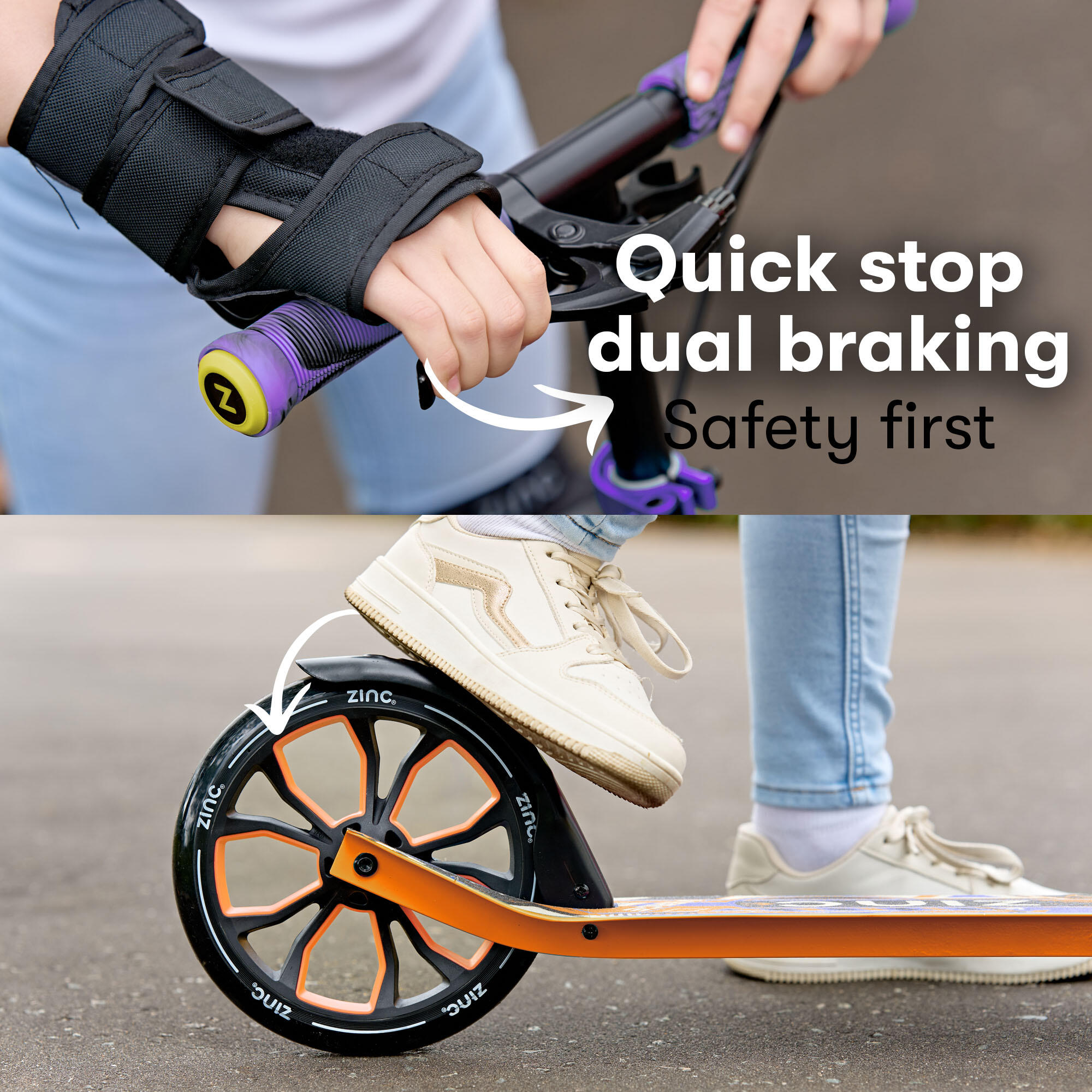 Zinc Verge Pro Commuter Scooter - Orange & Purple 2/6