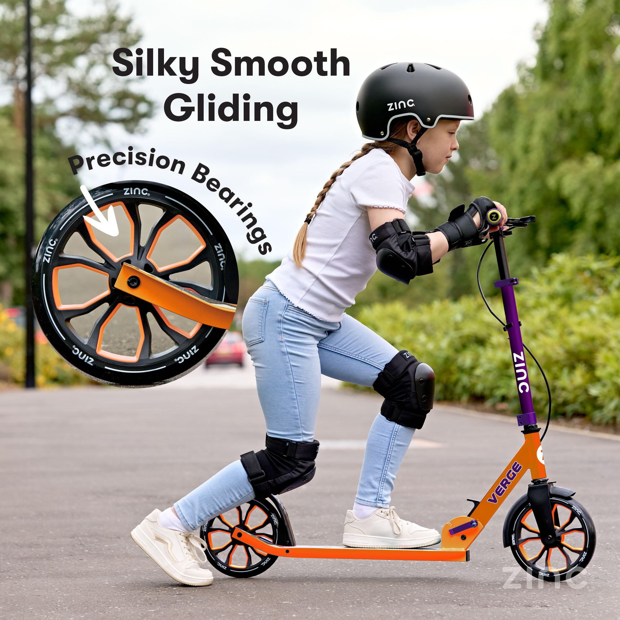 Zinc Verge Pro Commuter Scooter - Orange & Purple 3/6