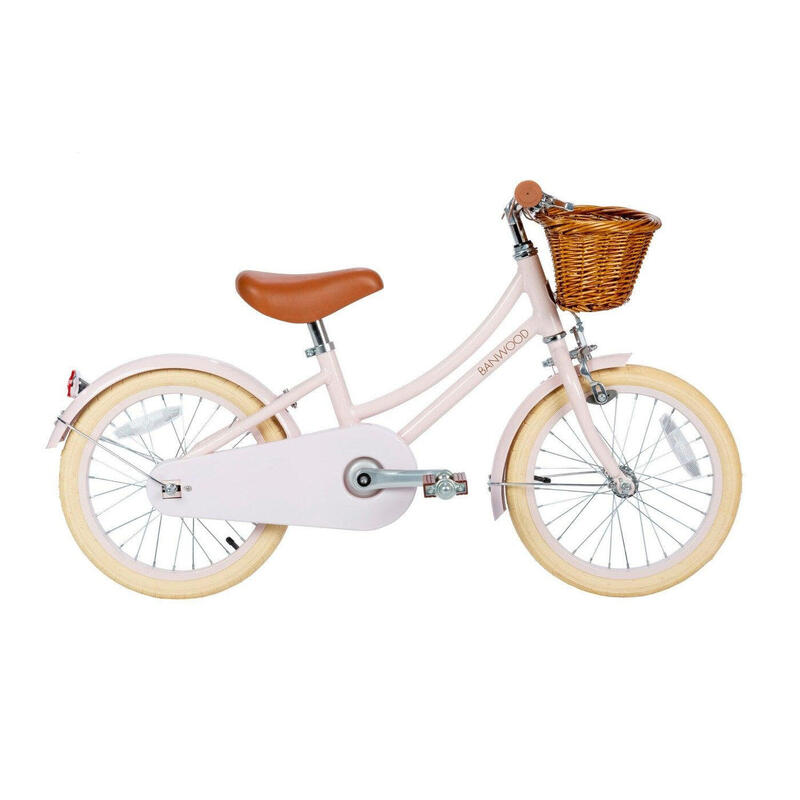Bicicletă clasică din oțel aliat roz deschis cu pedale, copii 4-7 ani