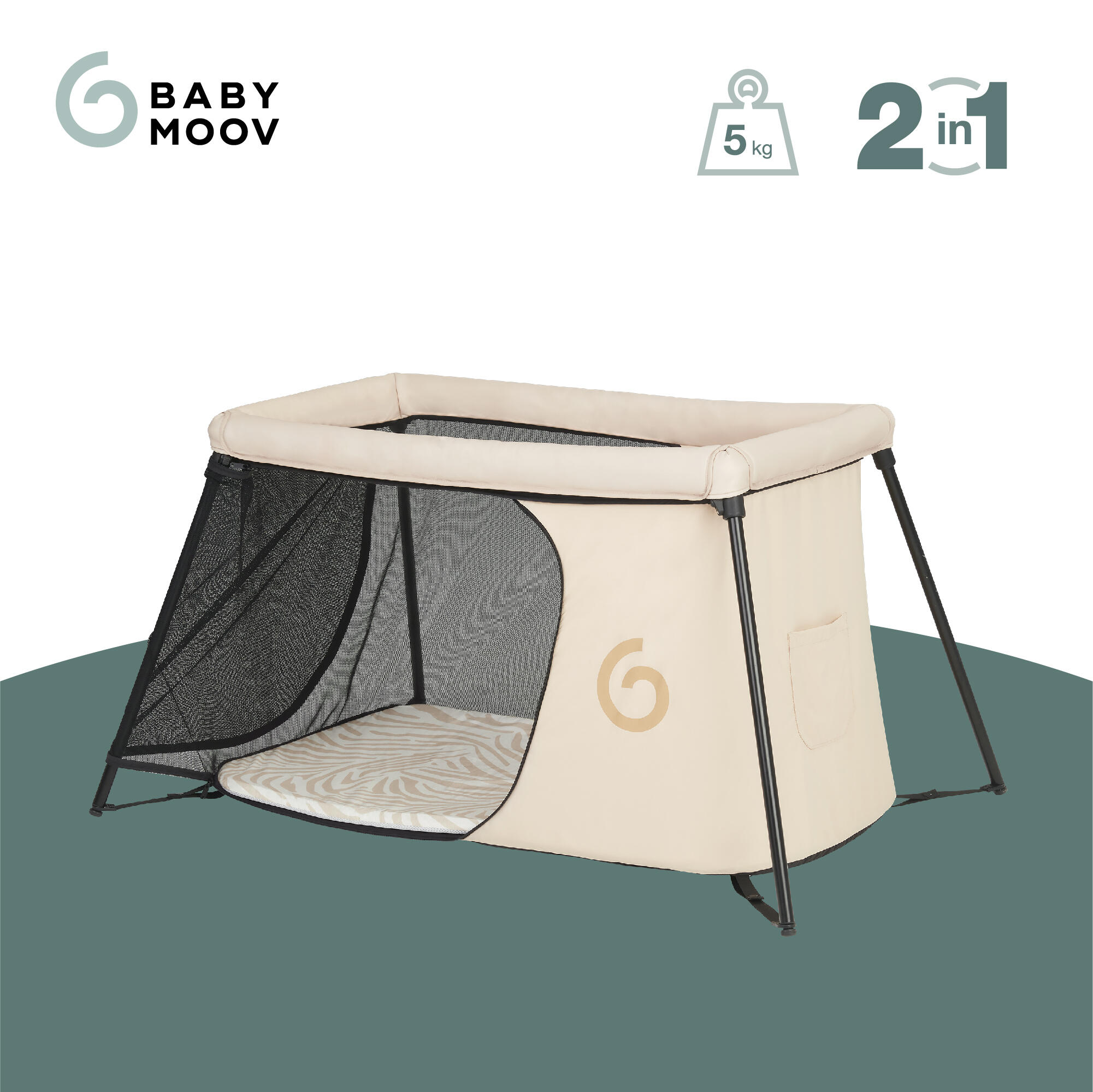 Lettino da viaggio Moov & Sleep ultracompatto e a montaggio rapido - Sabbia 3/7