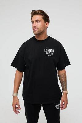 Maglietta oversize London Ski Club - Nero