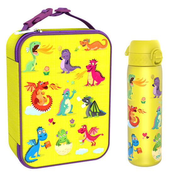 Zestaw śniadaniowy do szkoły ION8 Dragons. Lunchbag i bidon 500ml z RECYCLON
