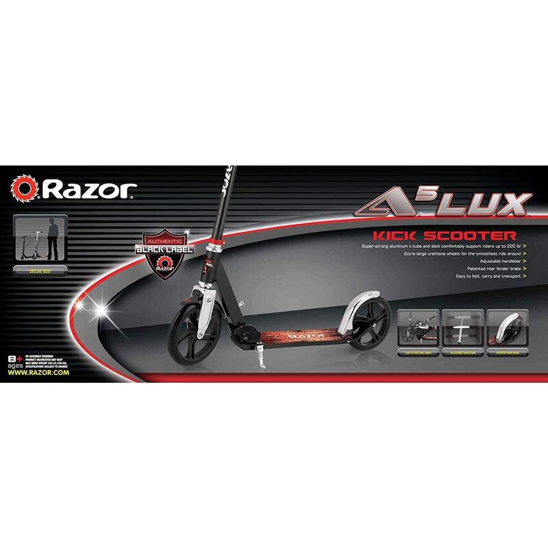 Trotineta pliabila roti mari adulti si copii 8+ ani Razor A5 Lux Negru
