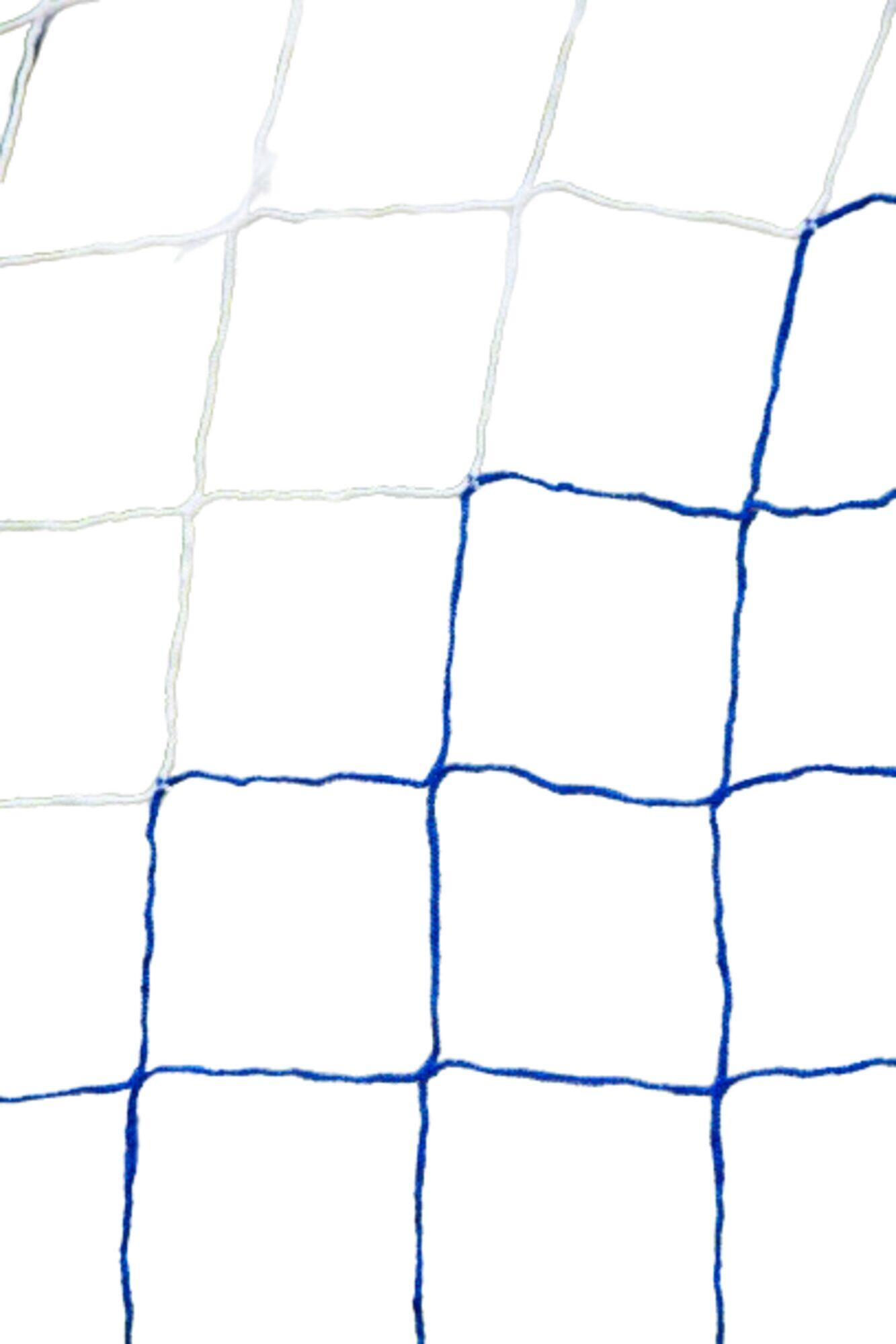 Rede de baliza de 3 mm para 11 jogadores - branco e azul - 7,32 x 2,44 x 2 x 2 m