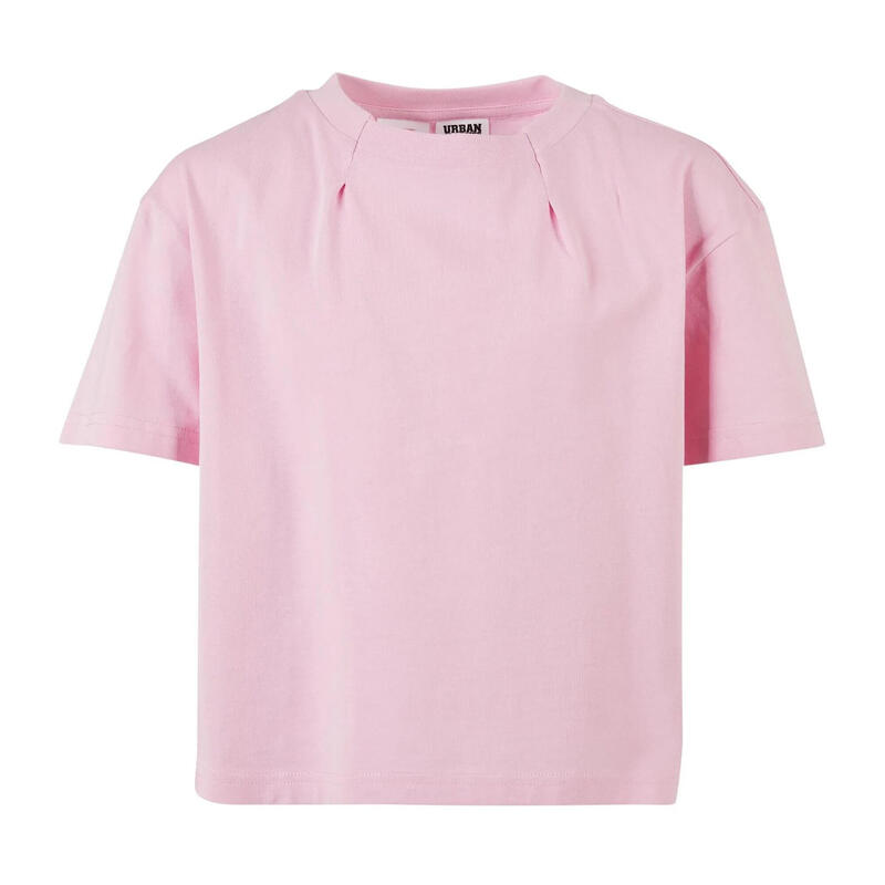 T-Shirt orgânica plissada de tamanho grande para raparigas Girly Pink