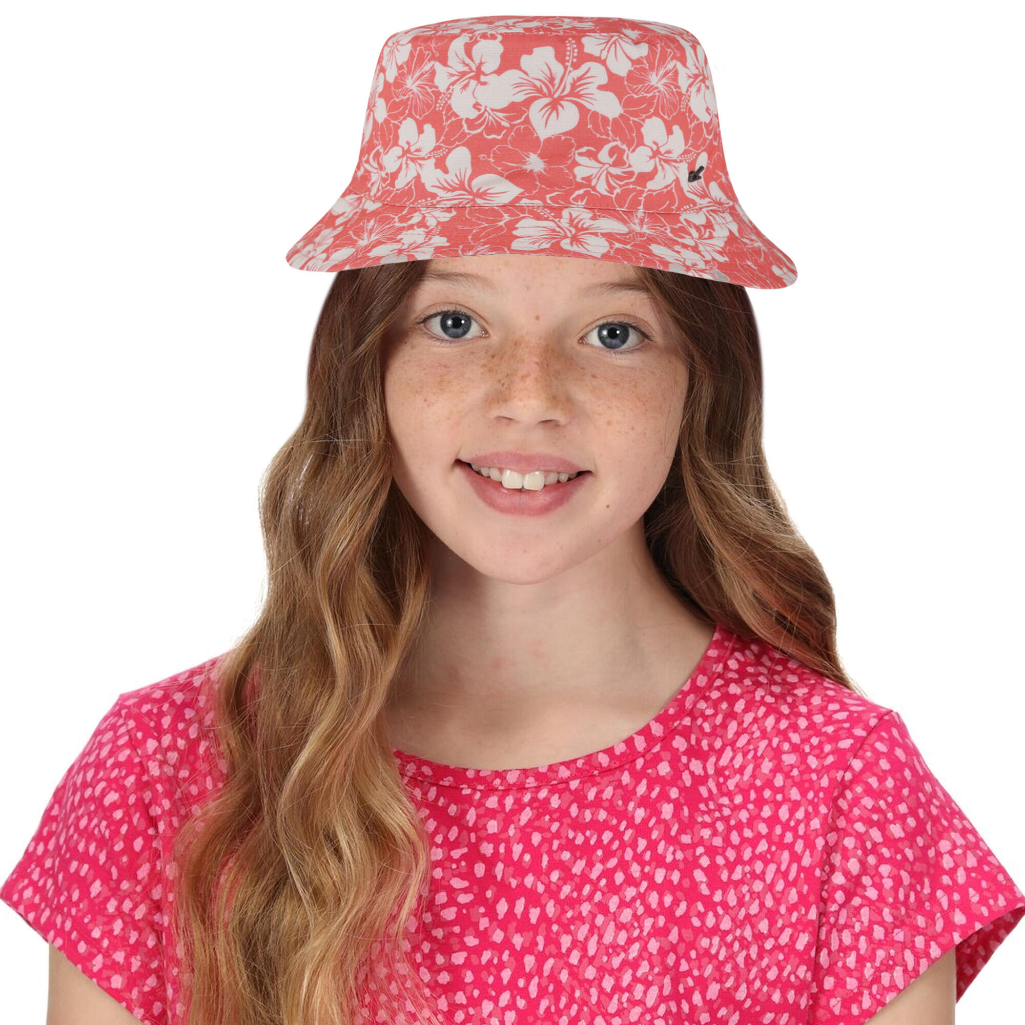 Childrens/Kids Crow Floral Canvas Bucket Hat (Shell Pink) 2/3