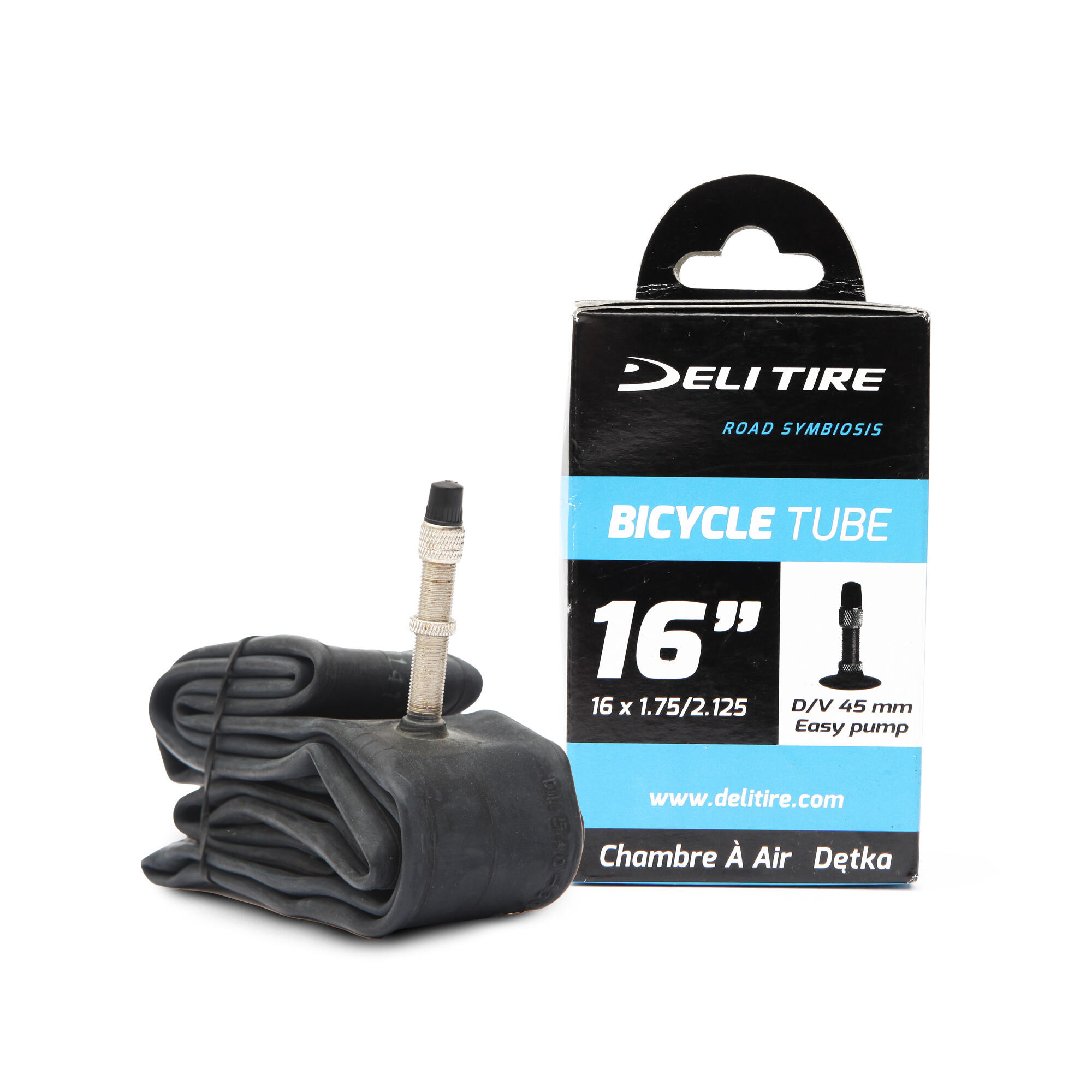 DELI TIRE Cámara de Aire 16X1.75/2.125 DV 45MM BOX DELI