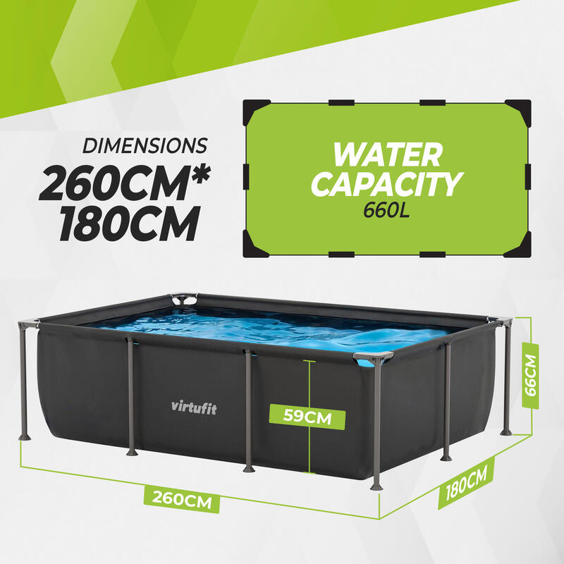 Piscina dreptunghiulara VirtuFit 260 x 180  x 66 cm cu sistem filtrare inclus