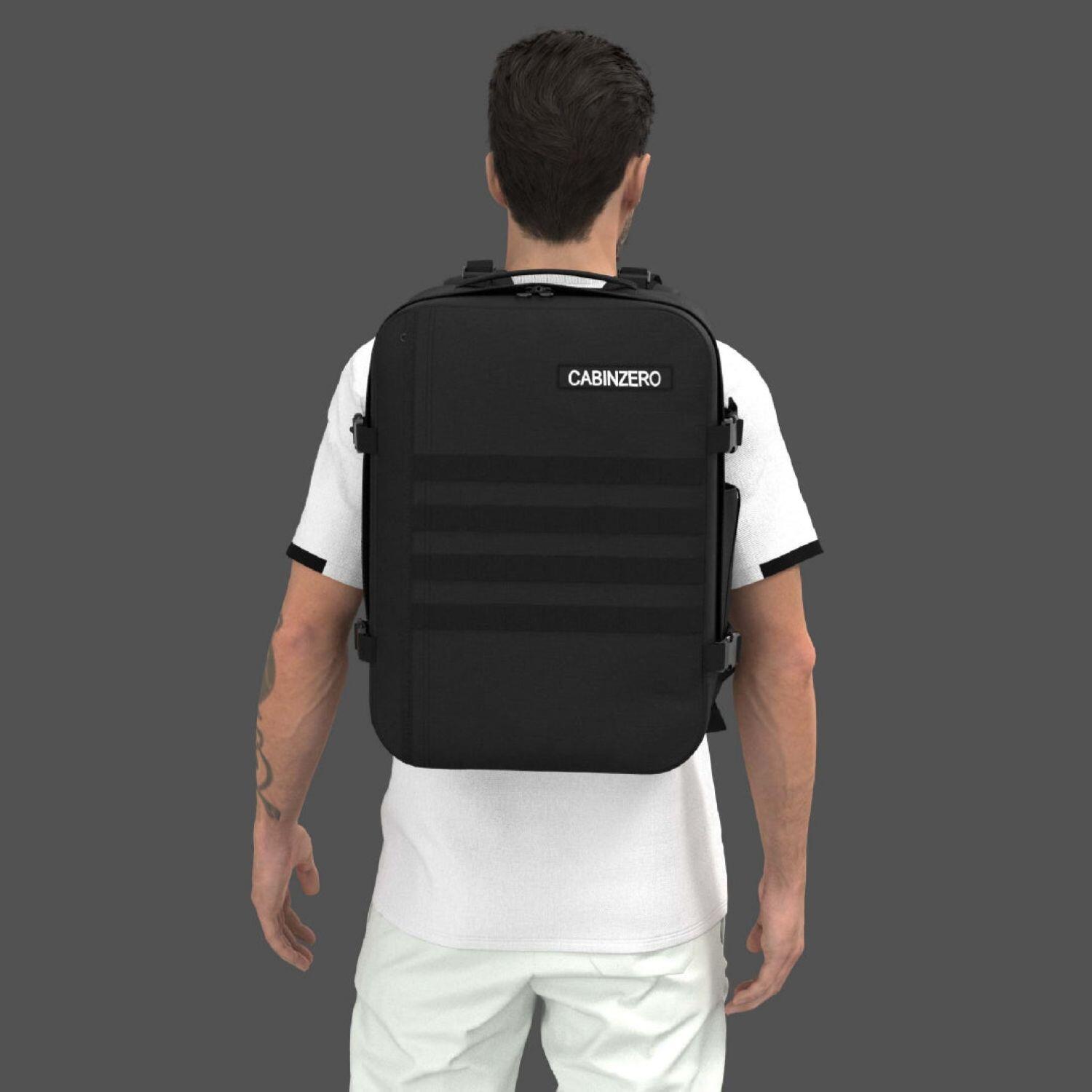 Military Cabin Bag With Luggage Trackers 36L (Absolute Black)