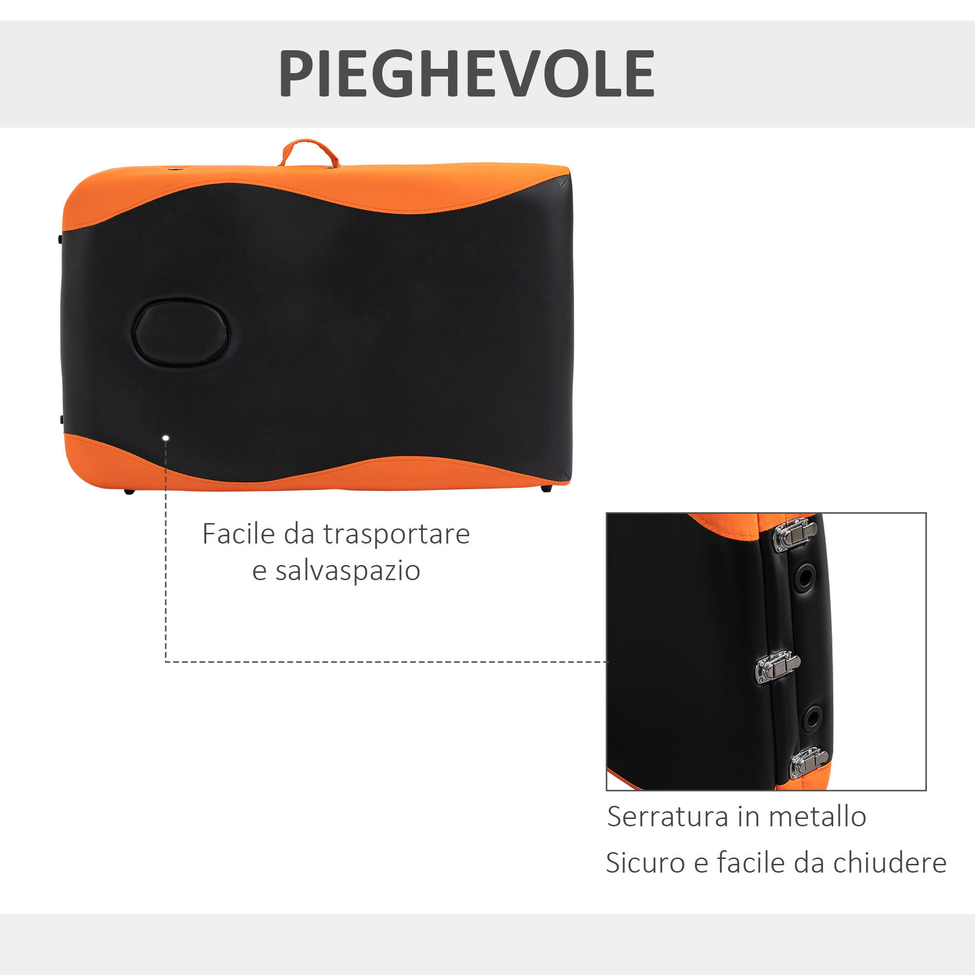 HOMCOM Lettino Massaggio Pieghevole in Alluminio Max 225 Kg - 215 x 60 cm 4/7