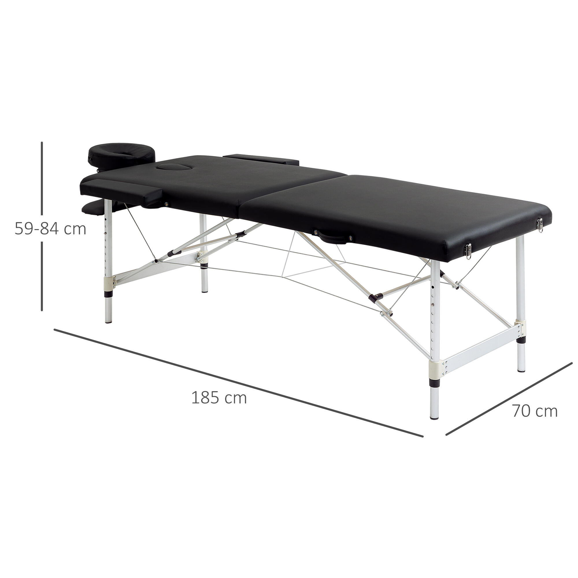HOMCOM Lettino Massaggio Pieghevole (Max 225 kg) Custodia Trasporto Inclusa 3/7