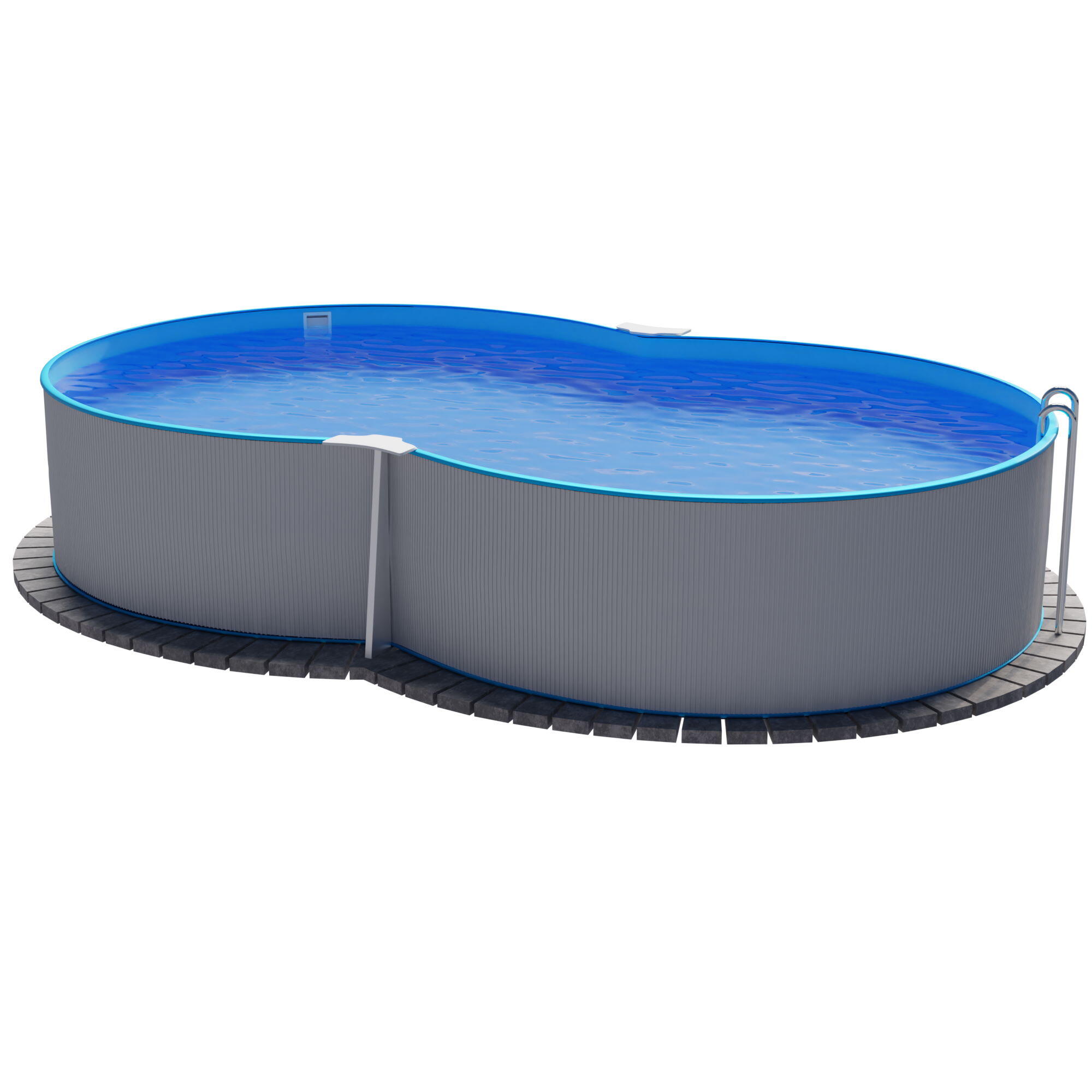 Stahlwandpool achtform 470x300x120cm, Stahl 0,4mm weiß, Folie 0,4mm
blau 1/7