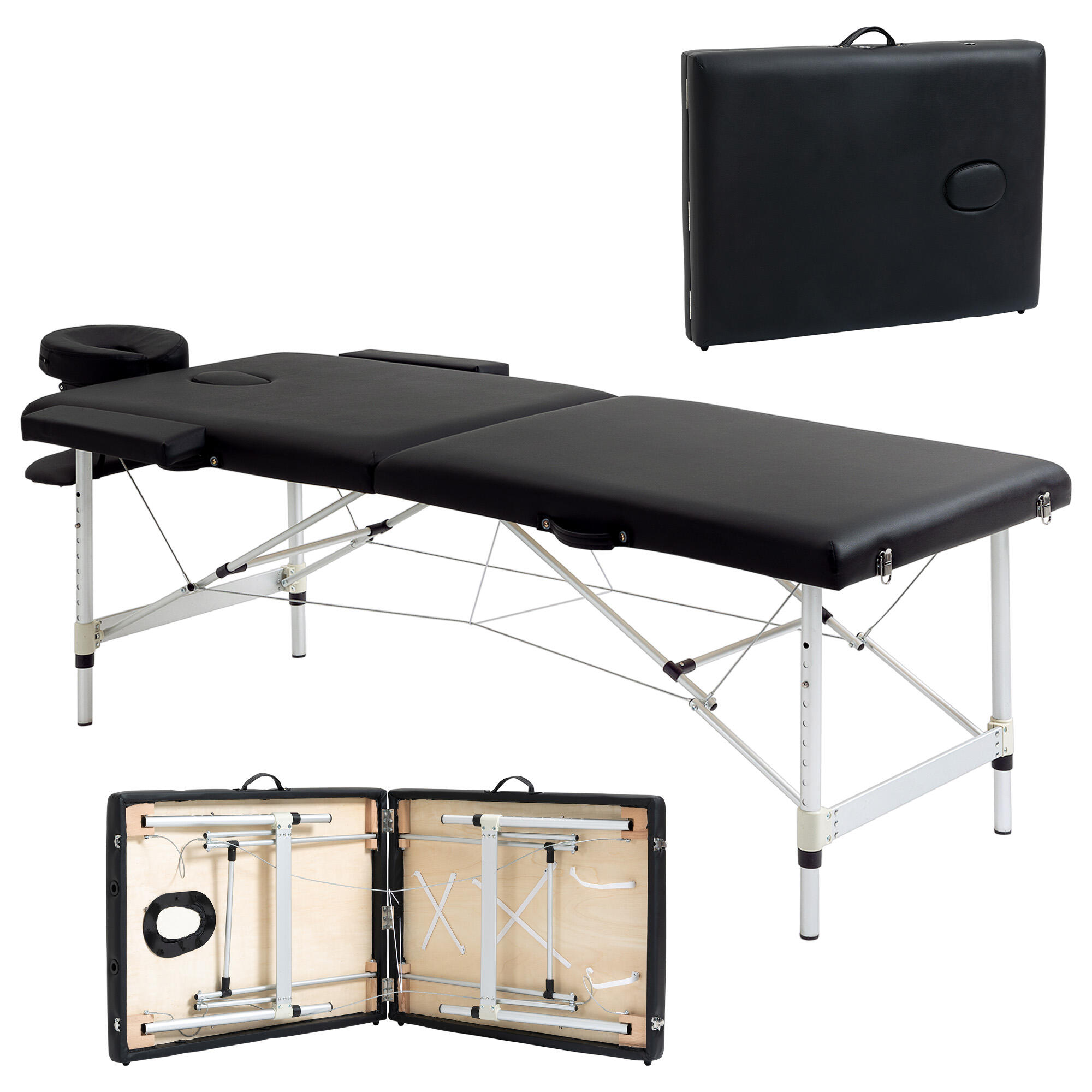 HOMCOM HOMCOM Lettino Massaggio Pieghevole (Max 225 kg) Custodia Trasporto Inclusa