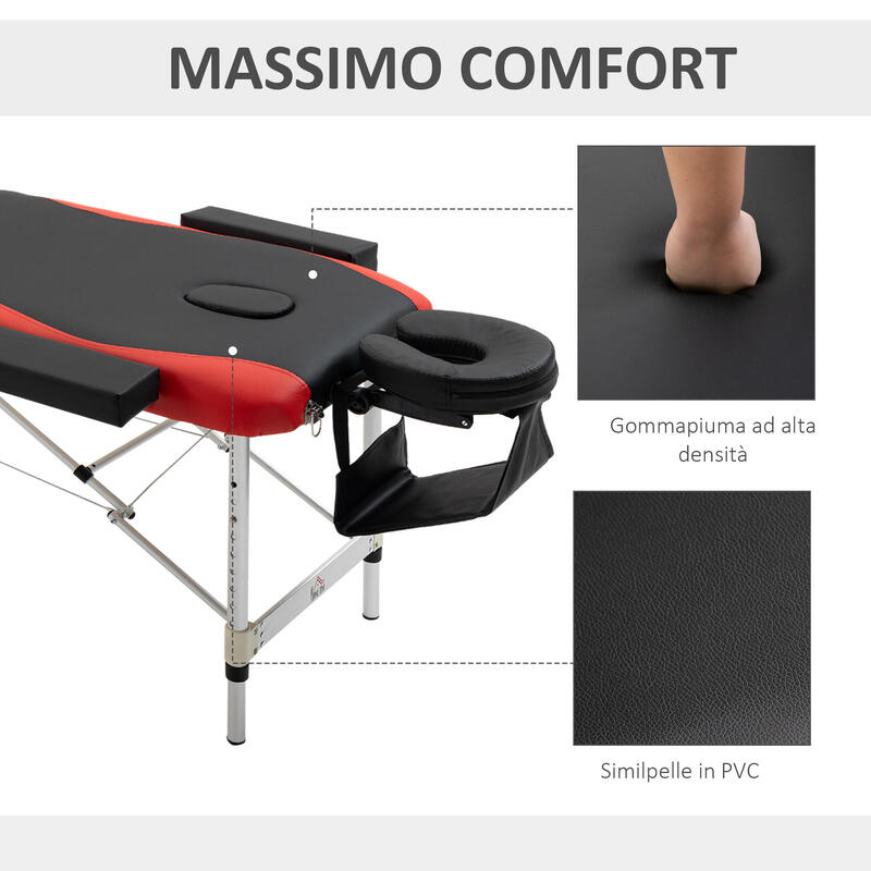 HomCom pat profesional de masaj, 215x60x61-84 cm