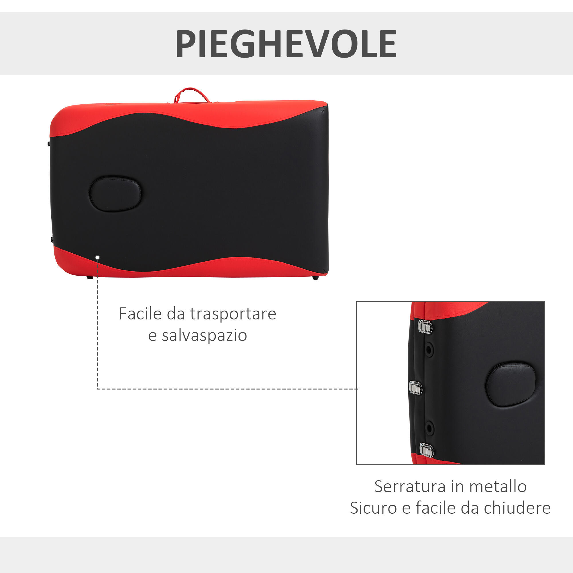 HOMCOM Lettino Massaggi Portatile, Pieghevole e Professionale in Alluminio 7/7