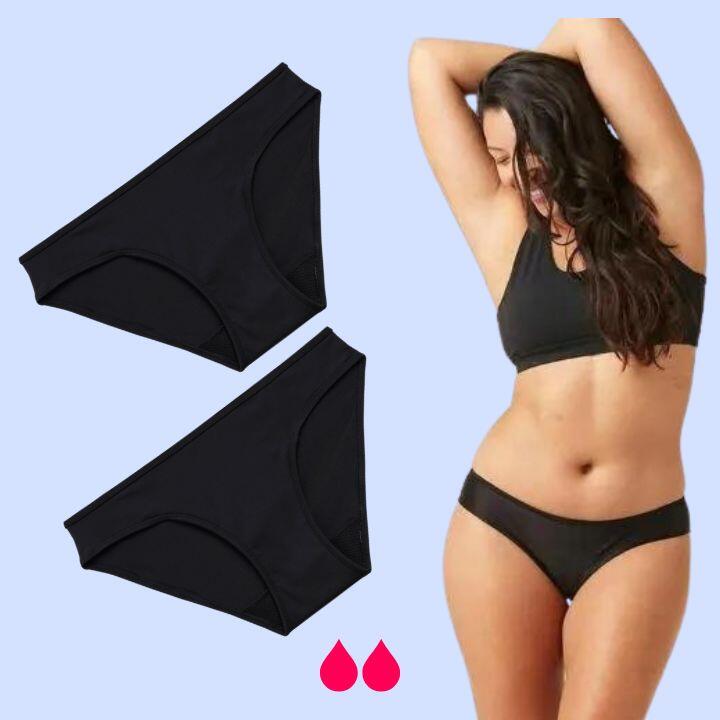 Modibodi - Paquet 2 Bas De Maillot De Bain Menstruel Flux 2 Tampons - Bas De Maillot De Bain (bikini) - Noir - 52 2xl - Decathlon