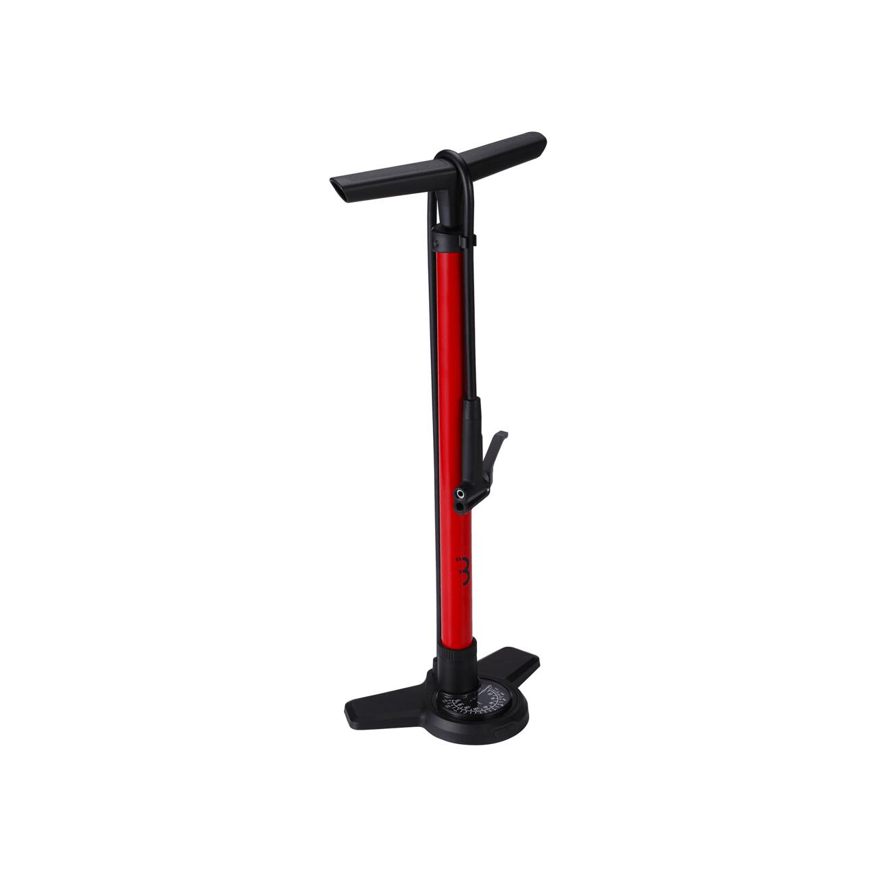 BBB CYCLING Standpumpe Manometer für Presta Dunlop und Schrader AirBoost 2.0 BFP-28 Rot
