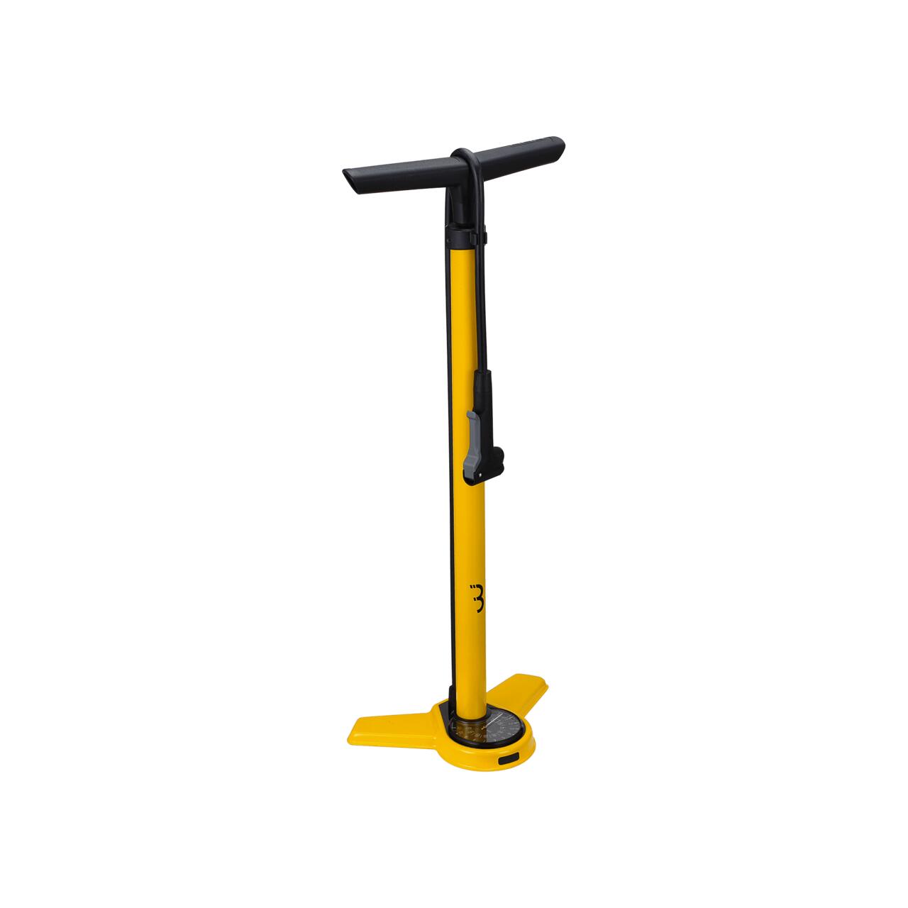 BBB CYCLING Standpumpe mit Manometer für Presta Dunlop und Schrader AirSteel BFP-27 Gelb