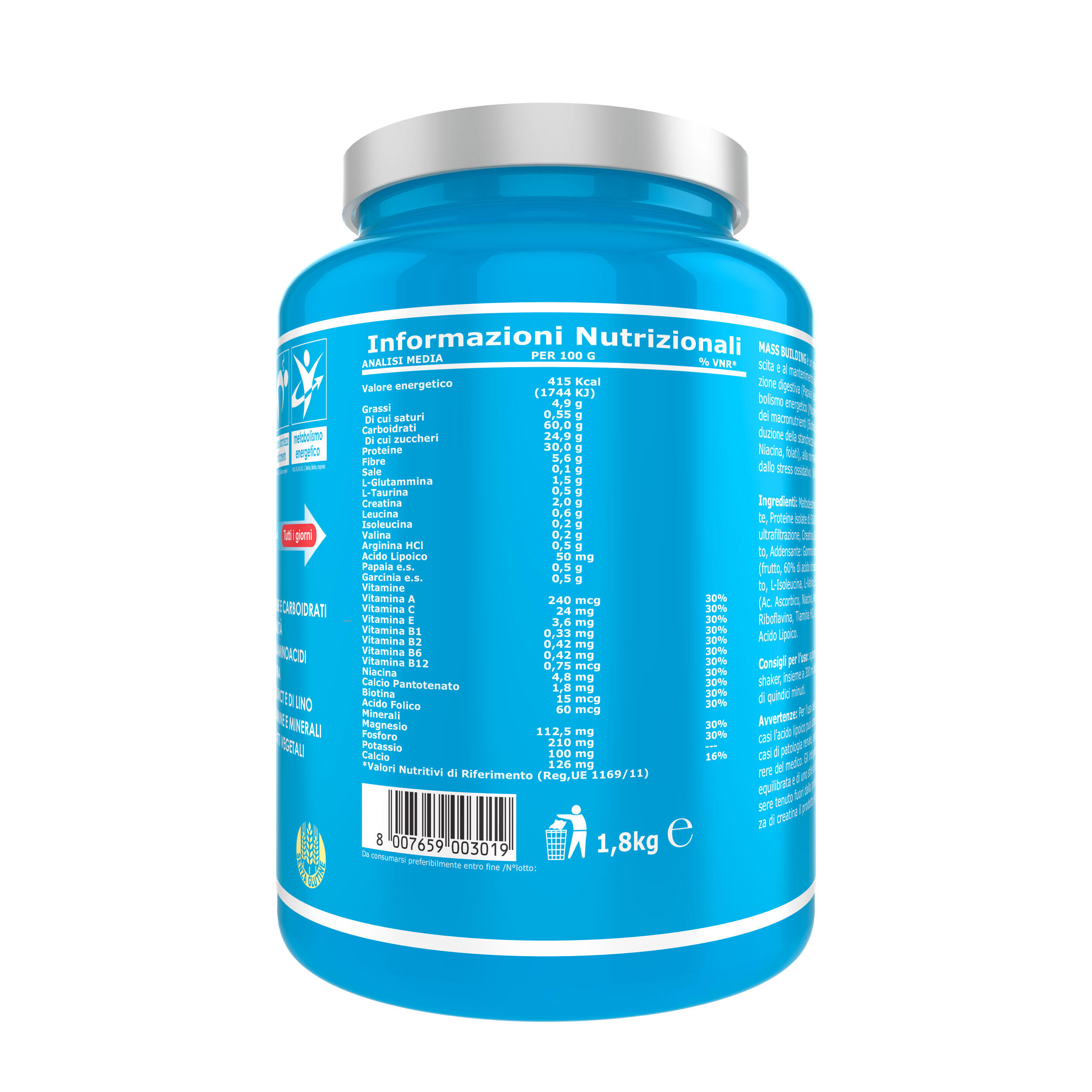 Integratore alimentare - MASS BUILDING VANIGLIA - 1,8 Kg 3/7