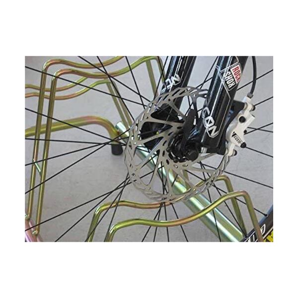 Portabici per 5 Biciclette, con Freno a Disco, 140x42x41cm - 1205 G - Oro 3/3