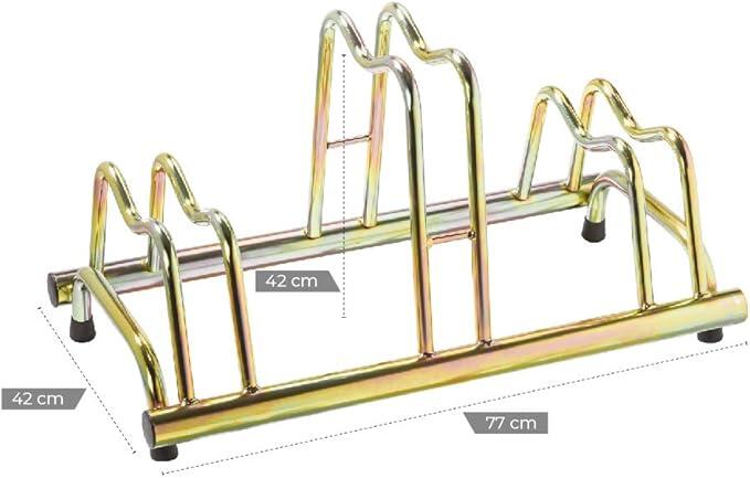 Portabici con 3 Posti Alti e Bassi, Zincato, 77x42x42cm - 1103 G - Oro 3/3