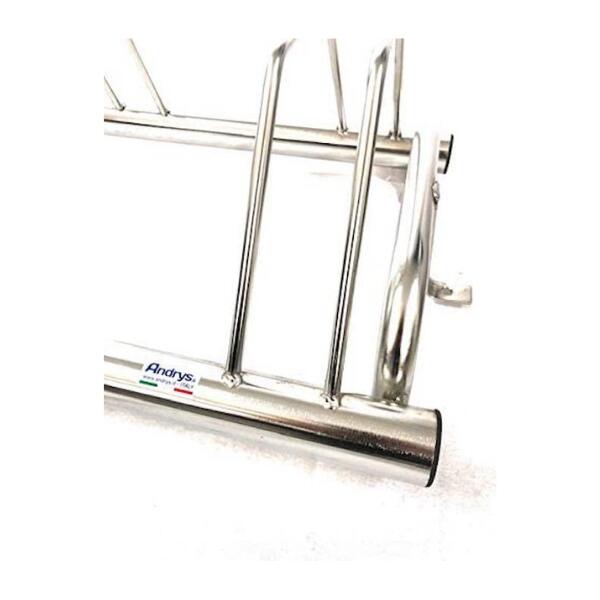 Portabici per 3 Biciclette, in Acciaio Inox, 77x42x40cm - 1003 INOX - Grigio 2/5