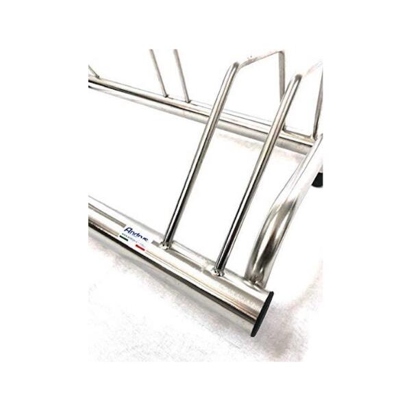Portabici per 3 Biciclette, in Acciaio Inox, 77x42x40cm - 1003 INOX - Grigio 4/5