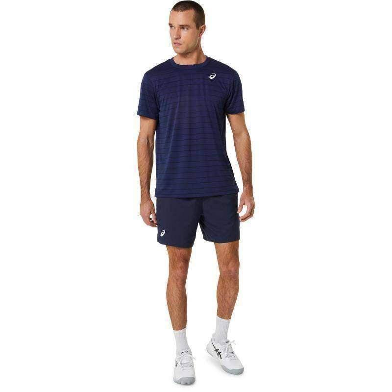 Camiseta Asics Court Stripe Marino Negro 3/5