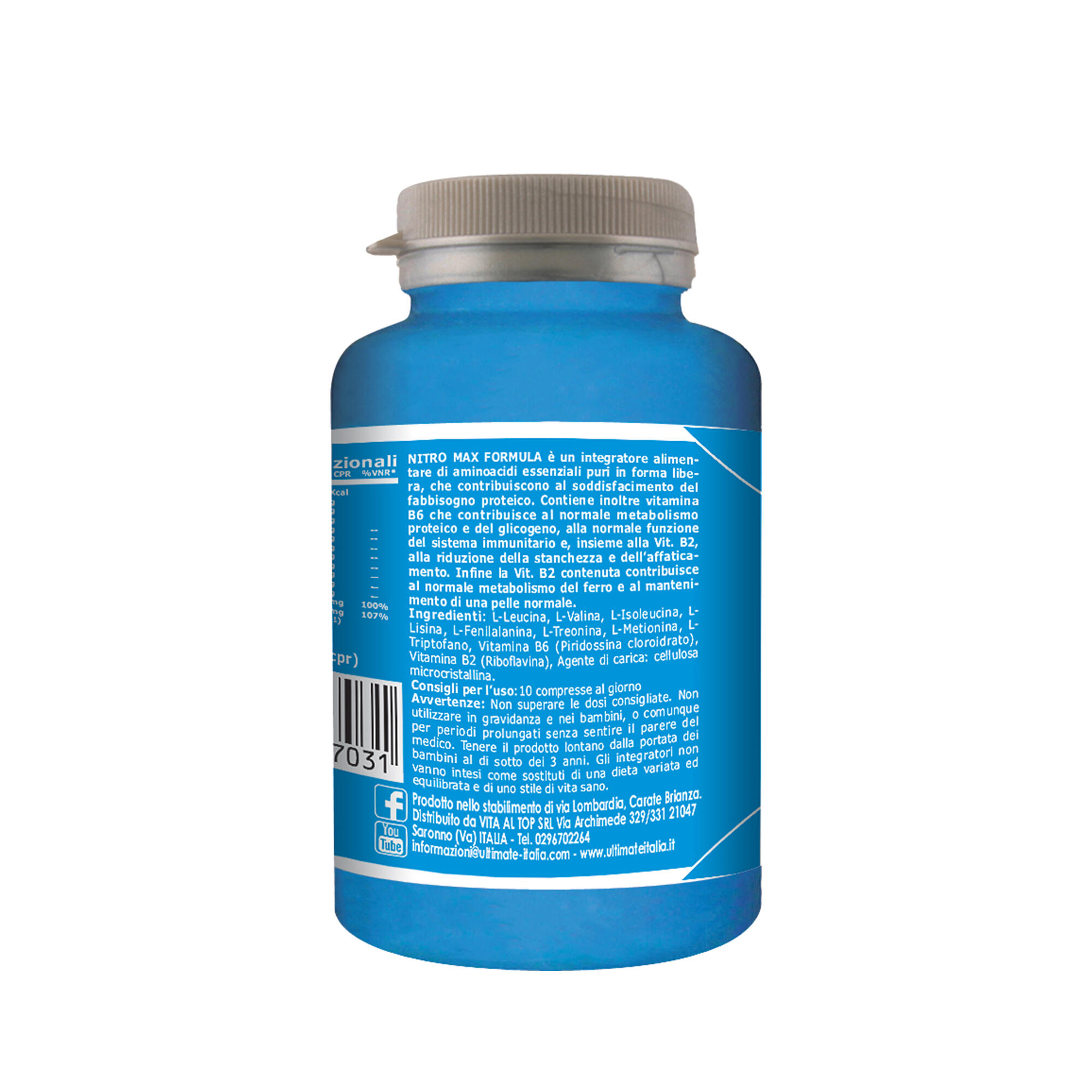 Integratore alimentare - AMINOACIDI ESSENZIALI - NITRO MAX - 100 cpr 2/5