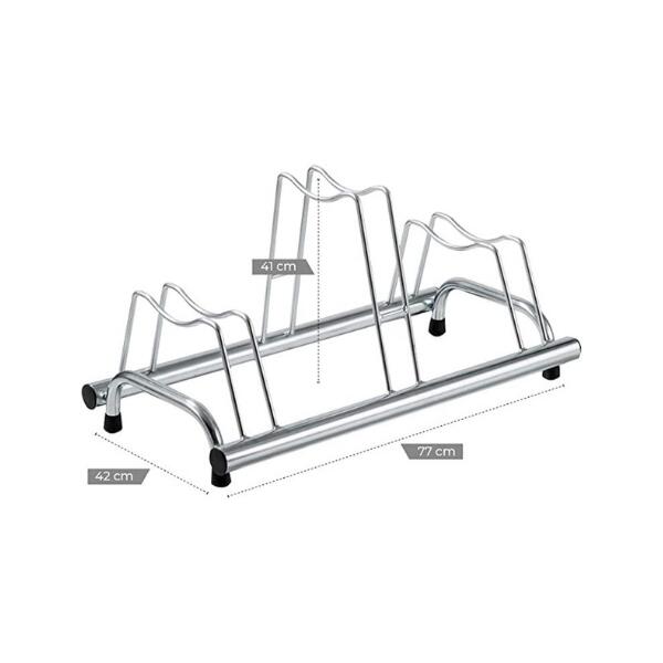 Porte-vélos avec 3 poteaux hauts et bas, acier, 77x42x41cm - 1203 B - Silver 5/5