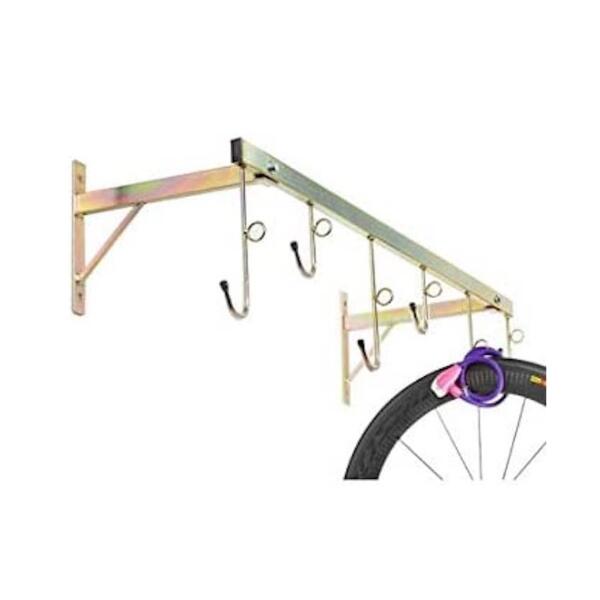 ANDRYS Portabici a Parete Smontabile con Anelli, 6 Posti, 126x37x29cm - 3006 A - Oro