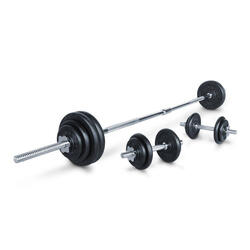 Kit haltères - musculation durable et résistant - 50kg Fonte noir