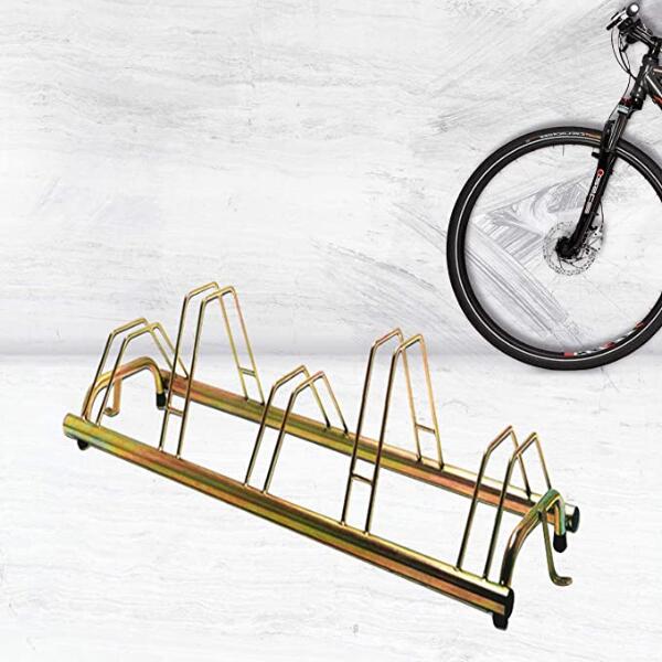 Portabici da Terra per 5 Biciclette, Zincato, 140x42x40cm - 1005 G - Oro 3/4