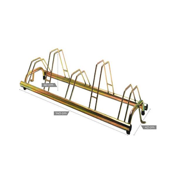 Portabici da Terra per 5 Biciclette, Zincato, 140x42x40cm - 1005 G - Oro 4/4