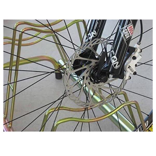 Portabici con 3 Posti Alti e Bassi, Zincato, 77x42x41cm - 1203 G - Oro 3/3