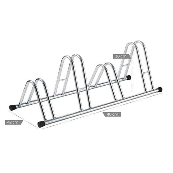 Support de sol pour 3 vélos, galvanisé, 110x42x38cm - 1004 EC - Argent 4/4