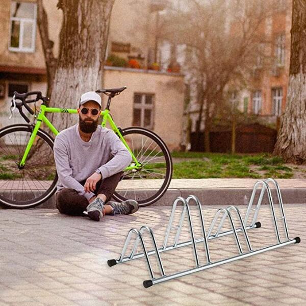 Support de sol pour 3 vélos, galvanisé, 110x42x38cm - 1004 EC - Argent 3/4