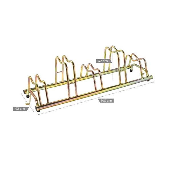 Porte-vélos à 3 places hautes et basses, Galvanisé, 140x42x41cm - 1105 G - Or 4/4