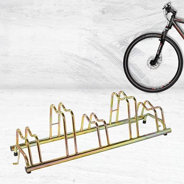 Porte-vélos à 3 places hautes et basses, Galvanisé, 140x42x41cm - 1105 G - Or 3/4