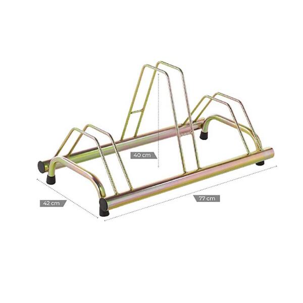 Porte-vélos au sol pour 3 vélos, galvanisé, 77x42x40cm - 1003 G - Or 4/4